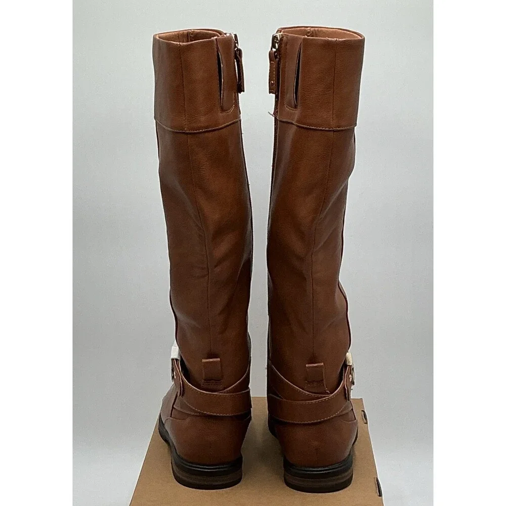 Dr. Scholl's Hello Rider Boots Women's US 6 M Brown Leather Knee High Eby4578